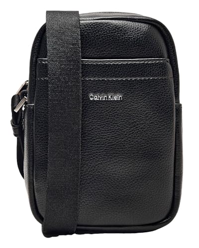 [カルバン クライン] スリムレポーターショルダーバッグ「RAISED SLIM REPORTER」財布 スマホ収納可 (Black, OS) [並行輸入品]