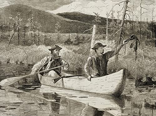Cuadro en lienzo de 60x90cm decorativo con la pintura Atrapando en los Adirondacks