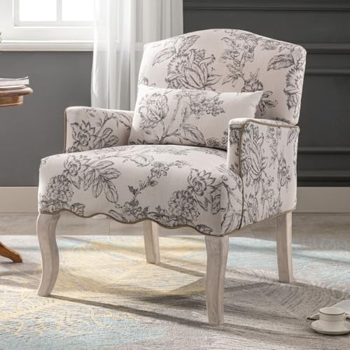 Ya-Home Silla Individual de Lino Butaca de Salón Vintage,Sillón de Lectura con Estilo Mediado Siglo Silla de Ocio Retro con Patas Maderas Macizas para Hogar/Apartamento,Beige