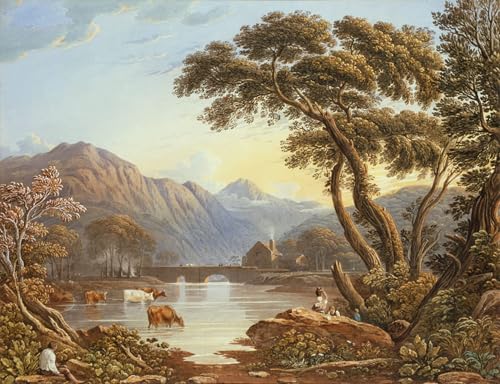 SERENDIPITP Impresión Imagen Modernos Cuadro Pintura al óleo Clásicas Puente Beddgelert Gales del Norte por John Varley para Decoraciones del Hogar 60x90cm