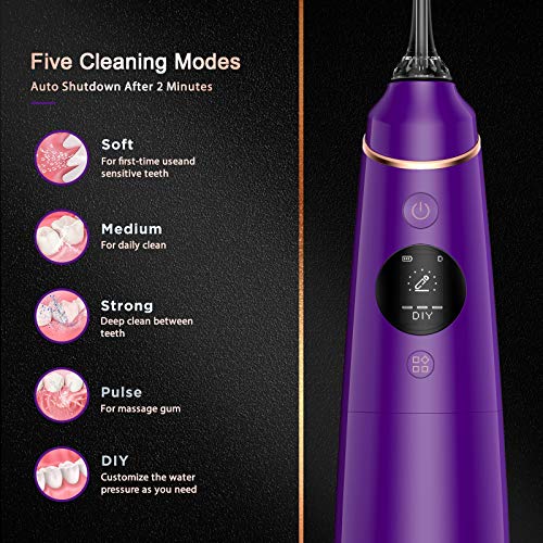 Liberex FC2660S Cordless Water Flosser - 4 Preprogrammed + 10 DIY Modes, 300ML Tank Portable Waterproof Oral Irrigator, Digital Display, 5 Dental Jet Nozzles, Teeth Cleaner for Travel - Thumbnail 4