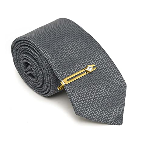 Image of MUTAQINOTI Mens Woven Premium Silk Necktie Suit Accessories Set With Pocket Square Cufflinks Brooch Golden Tie Pin (TEGP2)