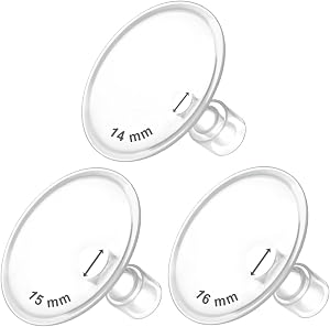 Maymom MyFit Flanges Crater Goldie Pack 14 15 16 mm Compatible with Medela Breast Pumps and Maymom Wide Base and Narrow Base Connectors
