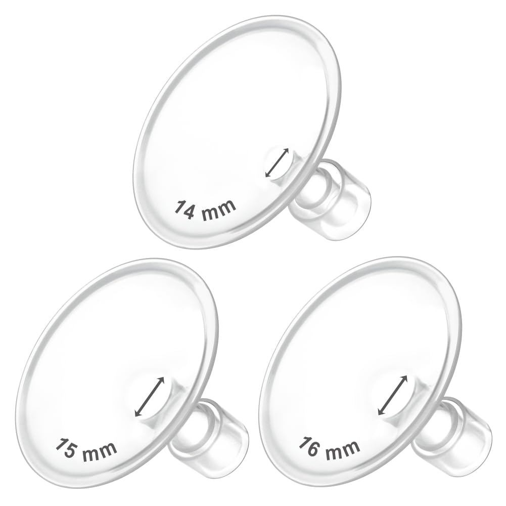 Maymom MyFit Flanges Crater Goldie Pack 14 15 16 mm Compatible with Medela Breast Pumps and Maymom Wide Base and Narrow Base Connectors