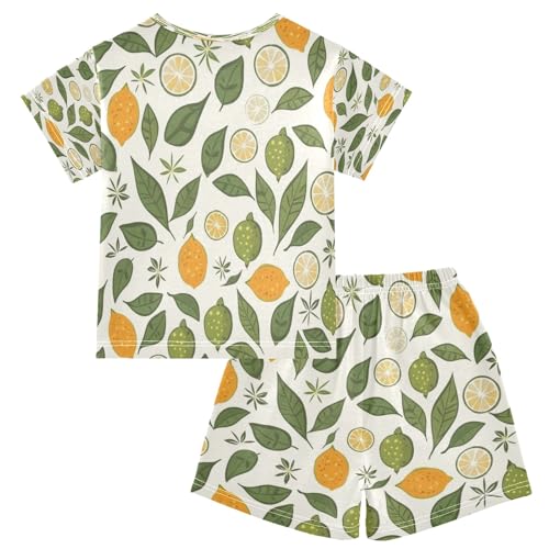 Lemon(5) Kids Pjs Set Boys Girls Summer Short-Sleeve Sleepwear Pajamas 2PCS2