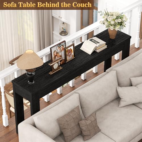 Image of Armocity Console Table, 47 inch Farmhouse Wood Entryway Table, Sofa Tables Narrow Long Behind Couch, Entry Table for Entrance, Hallway, Living Room, Embossed Black
