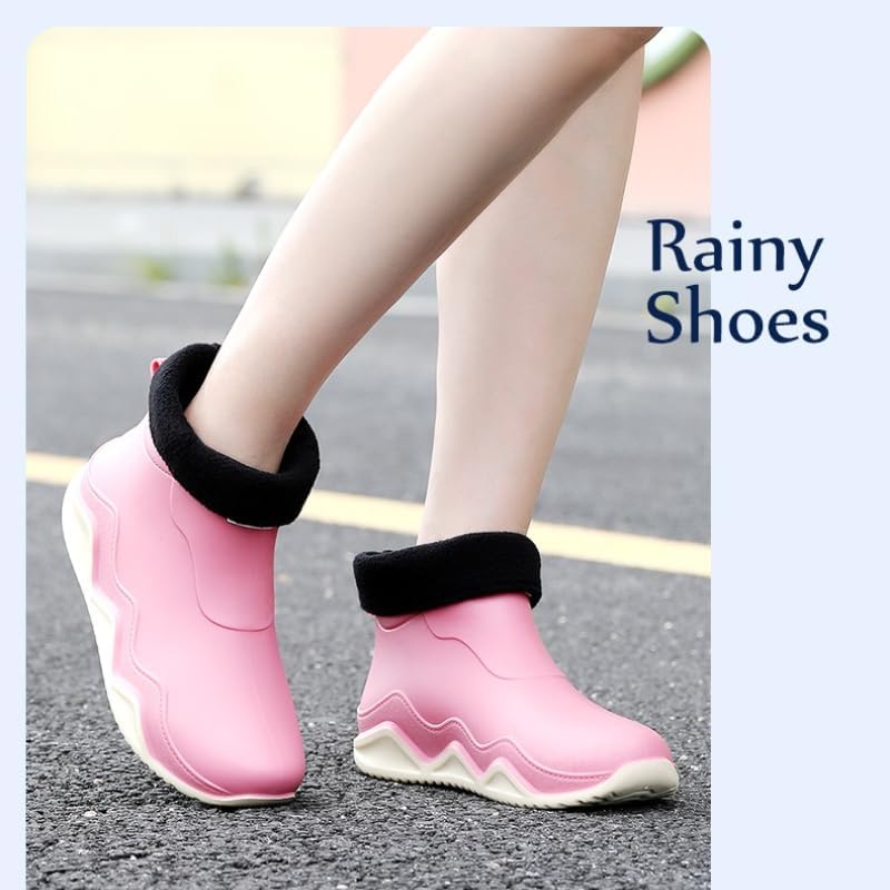 Men Waterproof Ankle Boots Men's Trendy Rain Boots, Non-slip Wear-resistant Waterproof Rain Shoes for Outdoor Work Fishing Travel Couple Rain Boots
