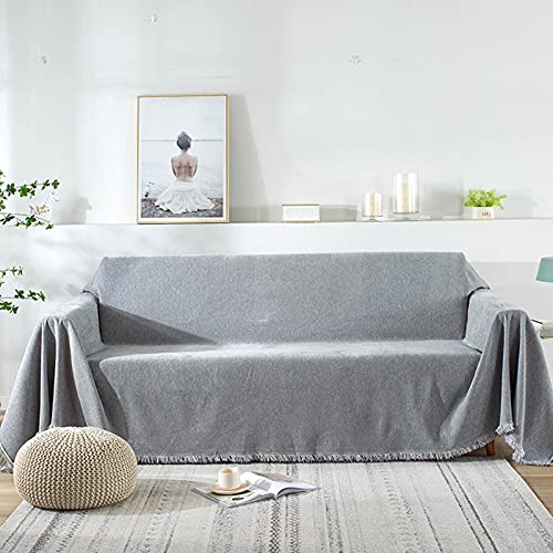Housse canapé 3 places gris clair et couverture canapé d'angle multifonction - 2