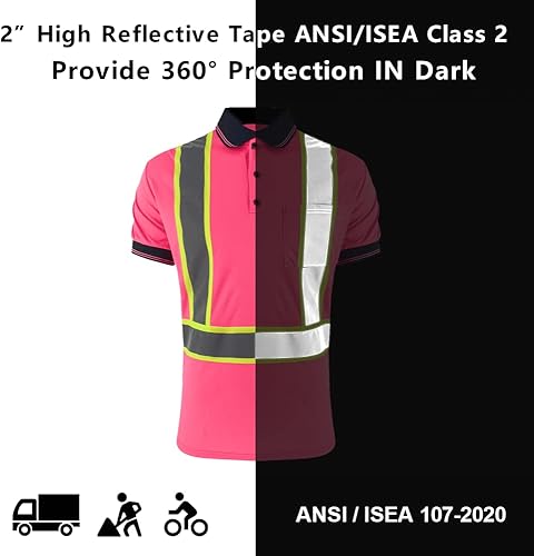 Miniatura 5 de SMASYS Polo de seguridad - Construcción reflectante Hi-viz ropa de trabajo camisetas con bolsillos para mujeres y hombres