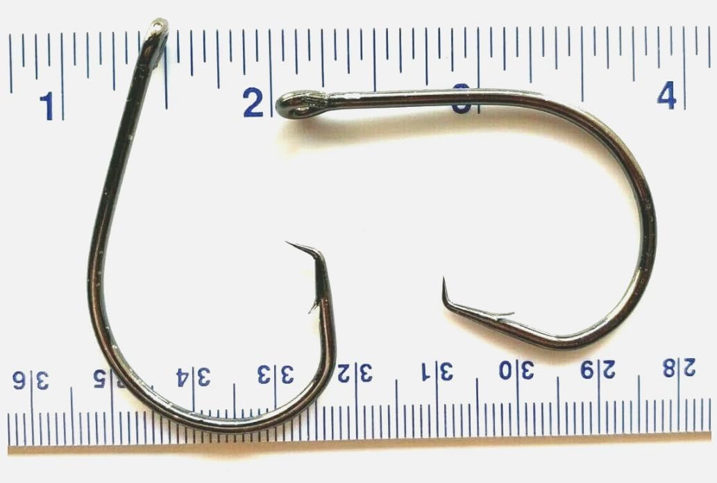 100 or 1,000 Gerry's Tackle 7381 High Carbon Steel 1X Inline Circle Hooks – Non-Offset Fishing Hooks for Catfish, Bass, Octopus, Saltwater & Freshwater – Durable, Sharp, Value Bulk Packs