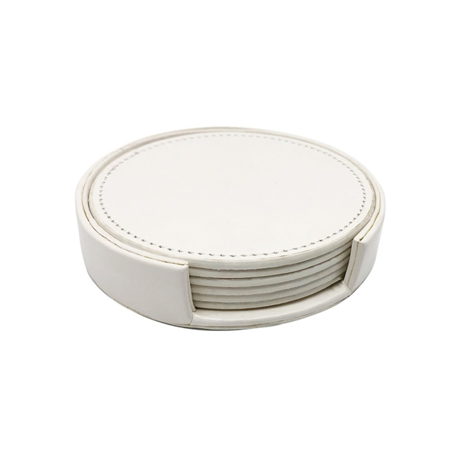 Insulated Coasters 1 Set 6pcs Circular Pure Color Leather Coasters Resistant Placemat Tea Coffee Cup Home Bar Counter Decor With Stand for Home Decor Dining Table(10cm Leather A)