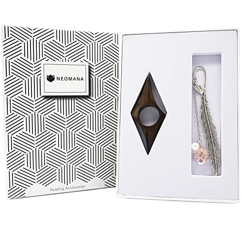 Neomana Marque Page Original et Porte Page de Livre - Coffret Cadeau Femme Homme Enfant 2 PCS, Signet Plume d’Argent Fleur Eternelle Métal 3D, Carte de Remerciement Incluse (Fleur ROSE, Small) Cover
