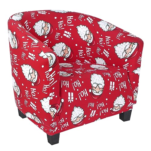 Image of SearchI Christmas Club Chair Slipcover Stretch Barrel Chair Covers Xmas Tub Chair Slipcovers Spandex Armchair Cover Removable Couch Furniture Protector Arm Chair Cover for Living Room(Santa Claus)