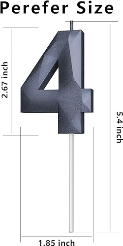 Miniatura 356 de Velas de cumpleaños con número (4 velas rojas) 3D con forma de diamante número Happy Birthday Cake Velas para fiesta de cumpleaños, boda, decoración