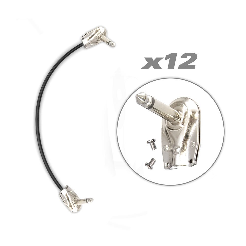 Pyle - Pedal Board / Guitar Patch Cable Kit, (12) 1/4-inch Right Angle Mono Connectors with 15 ft. Cord Coil