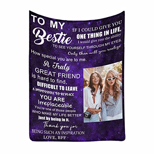 MyPupSocks Custom Throw Blanket for Best Friend, Personalized It's Hard to Find Truly Great Friend Galaxy Space Bed Blanket Friendship Gift for BFF Girl Long Distance Bedroom 50x60