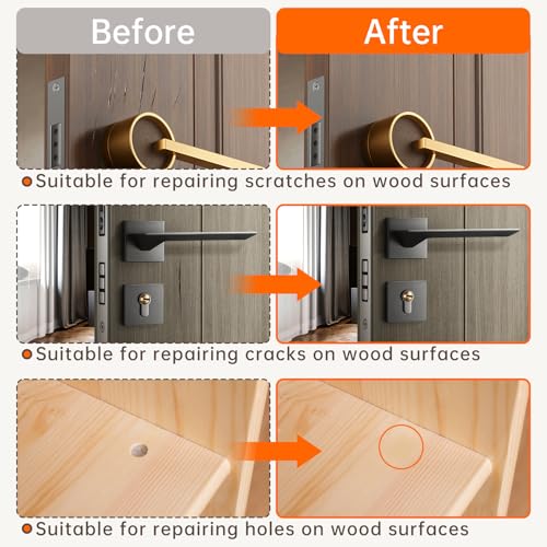 Laminat Reparaturset 12 Farben Braun, Hartwachs Reparaturset, Holzreparatur Set, Holzwachs Reparatur, für Parkett, Fliesen, Vinyl, Holz,Laminat, Reparatur von Löchern Kratzern und Rissen