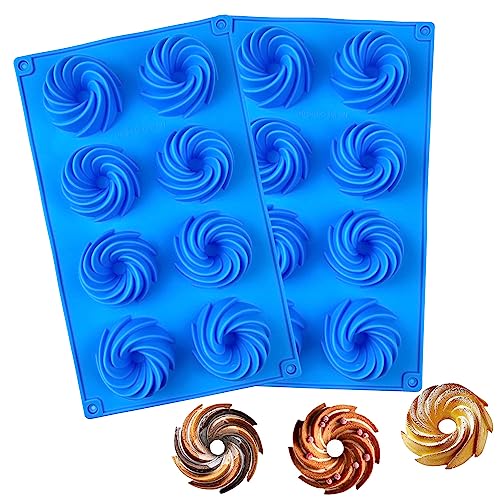 2 peças molde de silicone Donuts, 8 cavidades molde Donuts, reutilizável moldes Donuts, diferentes formas moldes silicone Donuts, molde Donuts silicone adequado para festas de casamento (azul)
