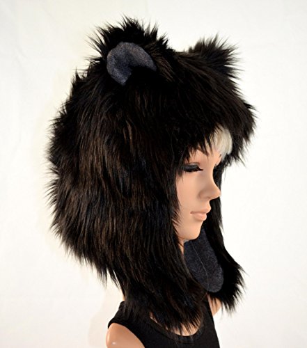 Black Bear Faux Fur Animal Hat 