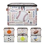 Fragtreess Custom Sports Theme Storage Bins with Zipper Lid,Personalized Fabric Lidded Storage Baskets Boxes for Kids Boys,Foldable Cubes Clothes Organizer Container