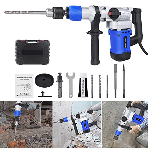 Juego de brocas de martillo rotativo 1080 W, 3 en 1, martillo rotativo eléctrico, con accesorios, broca cincel, para taladrar, taladrar con martillo/cincel