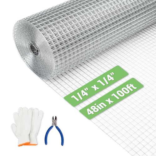 HITTITE Hardware Cloth 1/4 inch 48in x 100 ft, Hot-dip Galvanized after Welding Chicken Wire Mesh, 23 Gauge Welded Chicken Wire Fencing for Chicken Coop and Home Improvement Projects