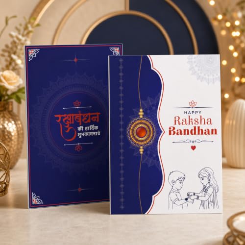 Image of Oblivion Designer Blue Star Eye and Infinity Illuminati Rakhi for Bhaiya, 2 Handmade Beaded Threads with Roli Tikka, Silver Color Pooja Coin & Greeting Card | Rakshabandhan Festive Combo, Pack of 5
