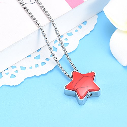 EternityMemory Red Turquoise Star Cremation Keepsake Necklace for Loss of Loved One - Memorial Urn Jewelry2