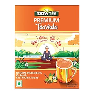 Tata Tea Premium Teaveda | Premium Assam Tea Leaves | With Goodness of Time-tested Indian Ingredients -Tulsi, Elaichi, Ginger & Brahmi | Flavoured Tea | 500g
