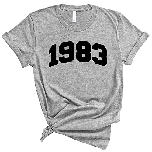 TeesAndTankYou 1983 College Style Shirt Unisex Small Grey