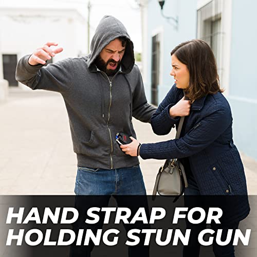 Fightsense Self-Defense Kit W/Pepper Spray & Heavy Duty Stun Gun For Men & Women,1.60 Μc Intolerable Charge,Led Flashlight,Safety Switch,Keychain Leather Pouch & Nylon Belt Holster (Black) #TOP5