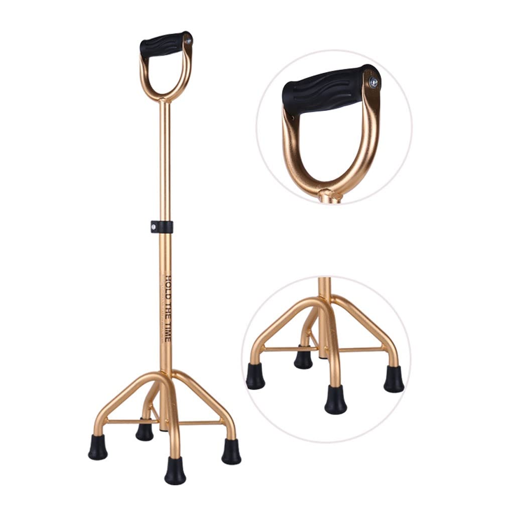Trzcina trzcinowa dla osób starszych z antypoślizgową lekką laską do rehabilitacji złamań (Color : Gold)