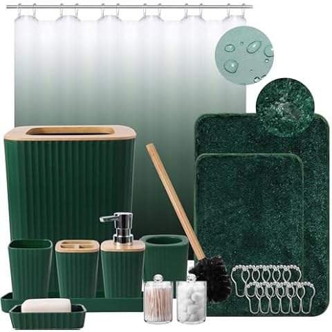 XLHOMO Dark Green Bathroom Set Cover