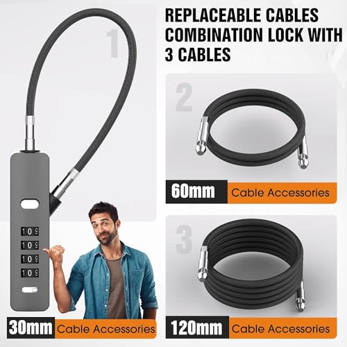 Image of DOCOSS 3 in 1 Multi-Purpose Steel Helmet Lock for Bike /Cycle With 3 Lengths Cables - Bag, Door, Luggage, Gate, and Bicycle Lock