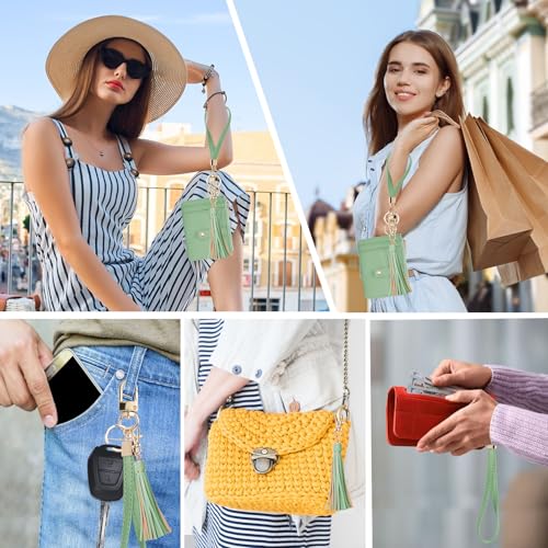 Image of KNGITRYI Small Wristlet Wallets for Women RFID Credit Card Holder Wallet Keychain Wristlet Wallet Credit Card Wallets for Women (Mint Green)