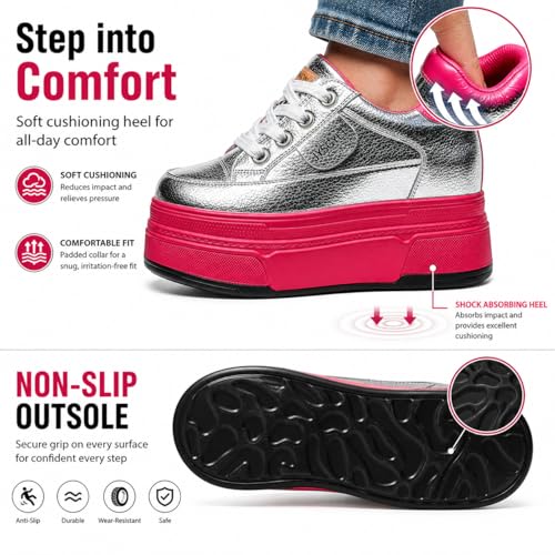 Image of Platform Sneakers for Women Chunky Casual Lace Up Comfort Shoes