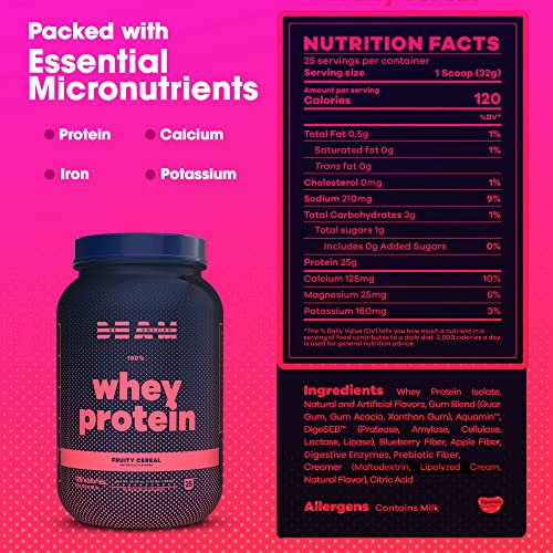Beam Be Amazing - Whey Protein Isolate Powder | Soy And Gluten-Free Protein Powder For Muscle Grow Support | Post Workout Shake With Digestive Enzymes & Recovery | Fruity Cereal, 25 Servings #TOP1