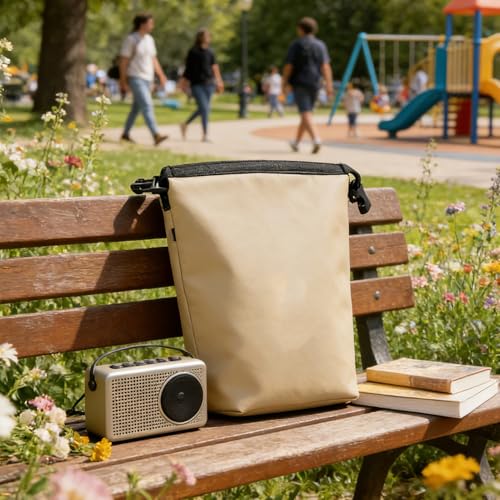 Bolsa seca impermeable de 2L con cierre enrollable, bolsillo con cremallera y hebilla, bolsa de nylon marina para camping, senderismo, mochilero y kayak de 12.2x10.63x4.53 pulgadas (Marrón) miniatura 3