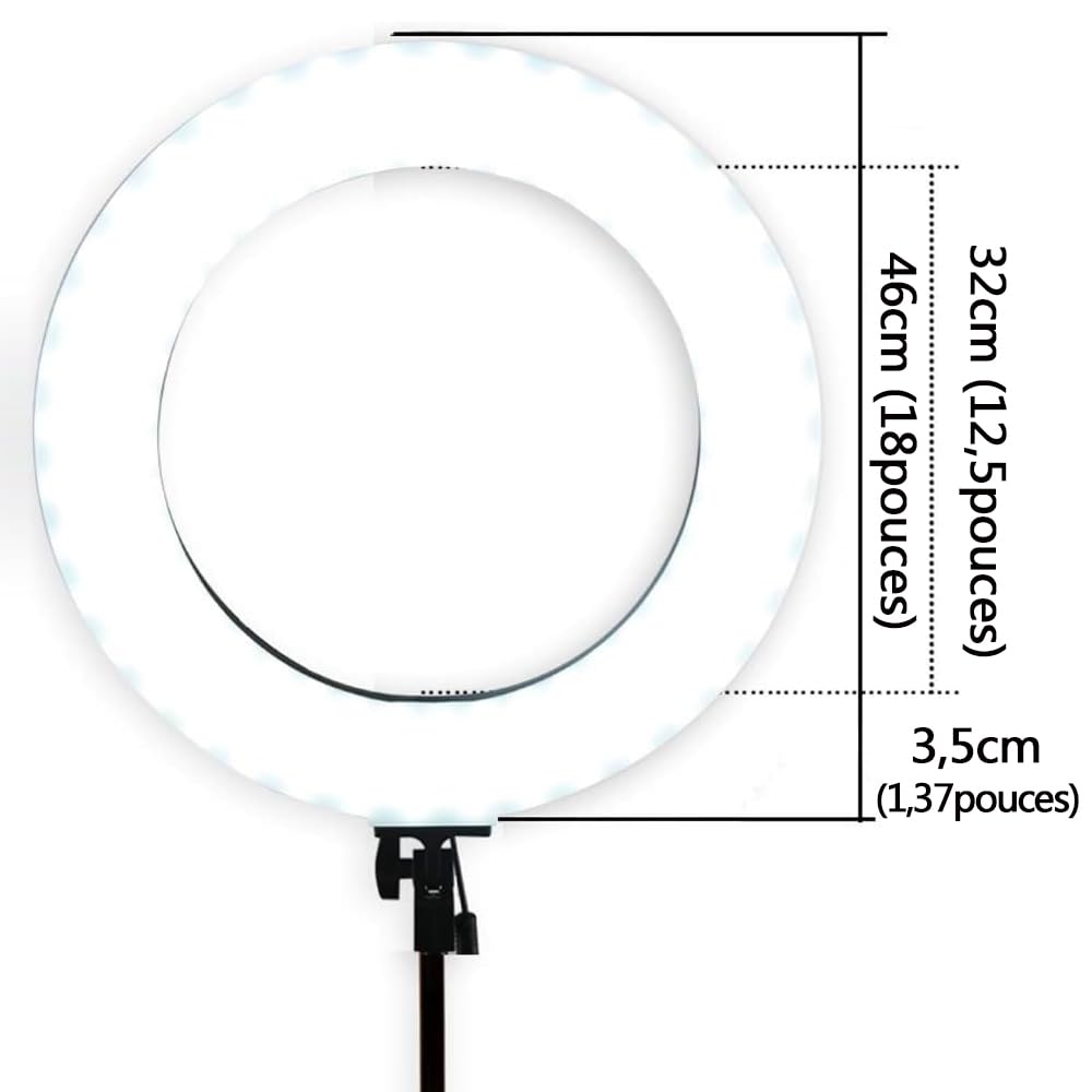 18" 60WLED Lumière Anneau Eclairage Beauté Tatouage Sourcil Lampe Dimmable Maquillage Lumière Photographie Studio Prise de Vue Extérieure avec Fente pour Batterie