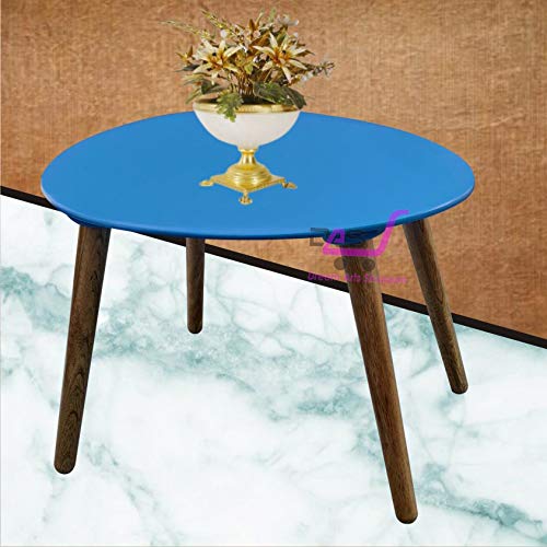 Image of Shoppee Foldable Oval Shaped Bed Side Table for Coffee Tea & Living Room Beauty Full Table (Medium, Blue)