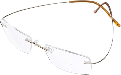 Miniatura 1 de Lentes de lectura bifocales de aleación de titanio súper ligeros, para hombres y mujeres, lentes de lectura sin montura + estuche para lentes