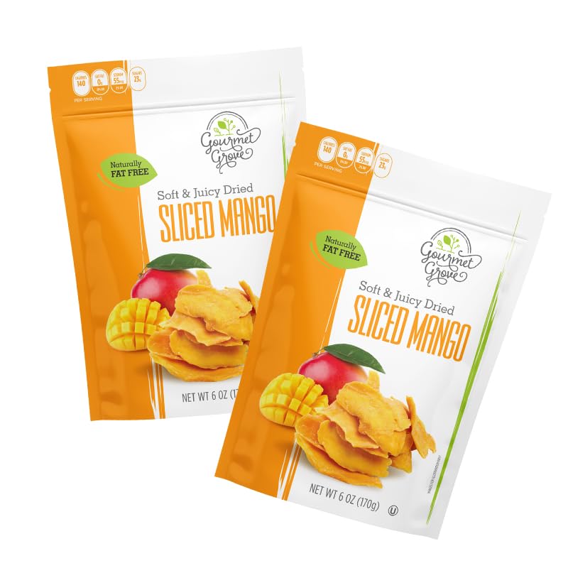 Gourmet GroveNatural Dried Mango Slices 12 OZ Pack of 2 | Soft, Juicy, Sliced Mangoes | Lightly Sweetened - (Pack of 2)