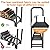 Mr IRONSTONE 12ft Firewood Rack, Outdoor Wood Rack for Firewood Storage Rack with Poly Mesh to Store Logs of Various Size, for Patio Deck Metal Log Holder Stand Tubular Steel Wood Stacker Outdoor Tool