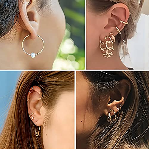 30 Pairs Gold Hoop Earrings Set For Women Girls, Fashion Hoop Stud Drop Dangle Earrings Boho Statement Paperclip Hypoallergenic Earrings For Christmas Jewelry Gift (1-36-Gold) #TOP4
