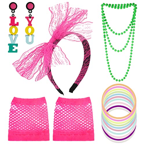 Dacitiery 80er Jahre Outfit Damen 80 90 Jahre Kostüm Accessoires Retro...