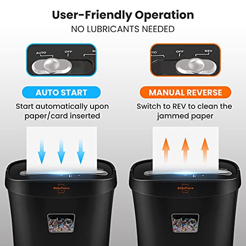 Paper Shredder,VidaTeco 8-Sheet Cross-Cut Shredder with US Patented Cutter,Also Shreds Card/Staple/Clip,Paper Shredder for Home Office,Durable&Fast with Jam Proof System,3.9-Gallon Basket (ETL) - Thumbnail 5