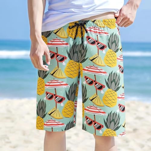 Men's Vintage Floral Linen Shorts, Breathable Swim Trunks, Elastic Waist, Pool, Tropical, Casual Summer Wear Men's Clothings4