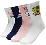 JJMax Women's Spongebob Squarepants Cotton Blend Cartoon Socks, Ribbed Crew Set, One Size