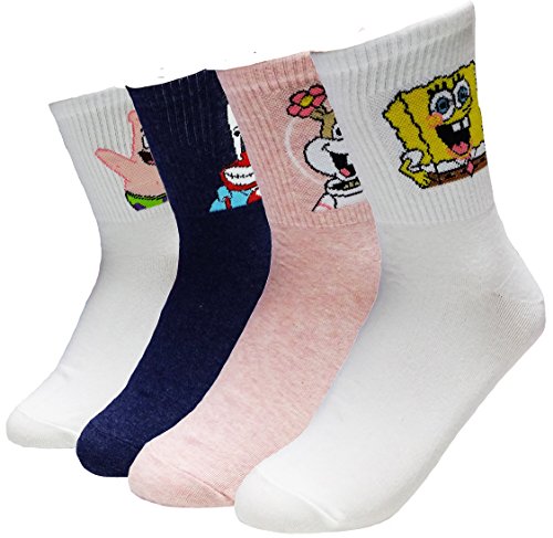 Jjmax Women's Spongebob Squarepants Cotton Blend Cartoon Socks, Ribbed Crew Set, One Size #TOP6