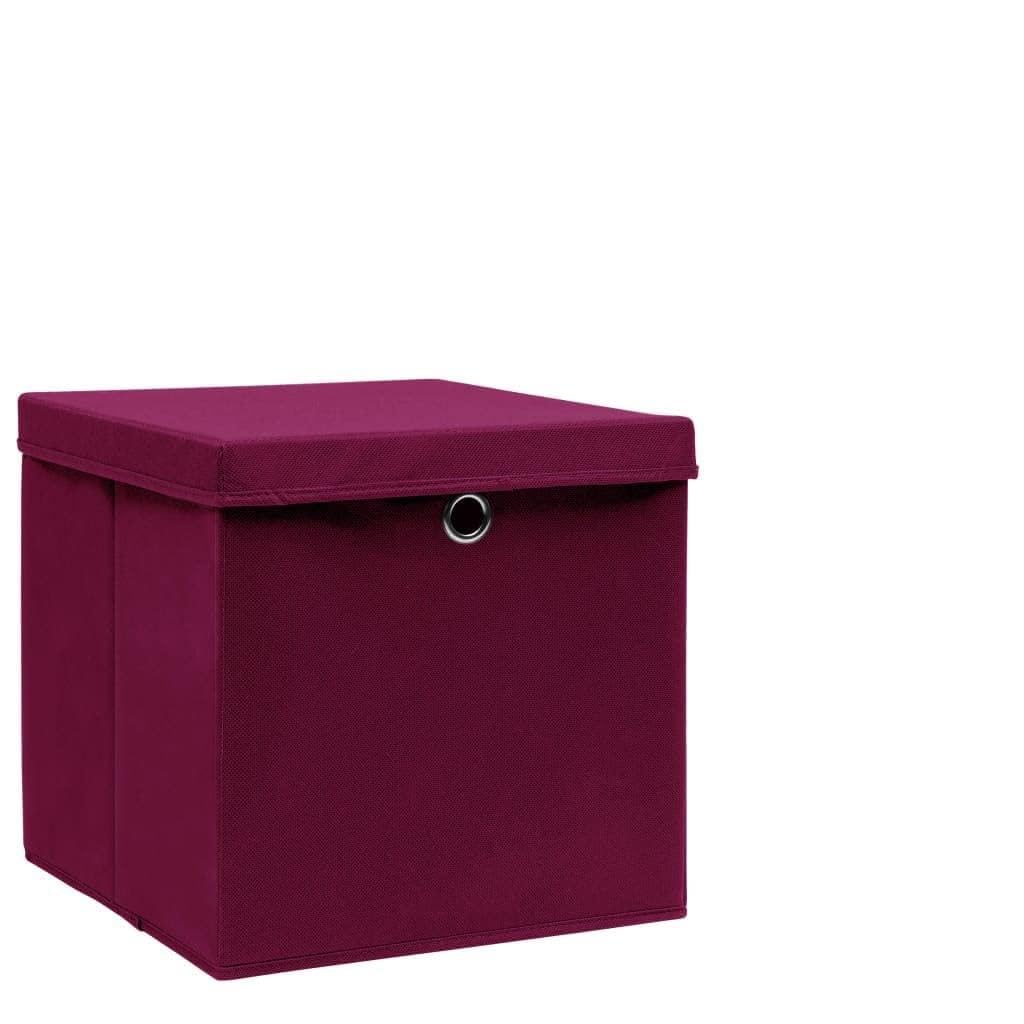 Aufbewahrungsboxen mit Deckeln 10 Stück 28x28x28 cm Dunkelrot langlebige Vliesstoff-Organizer für Haushalt, Schrank, Regal, Kinderzimmer, Bad, Küche, Stauraum, Staender, Fach